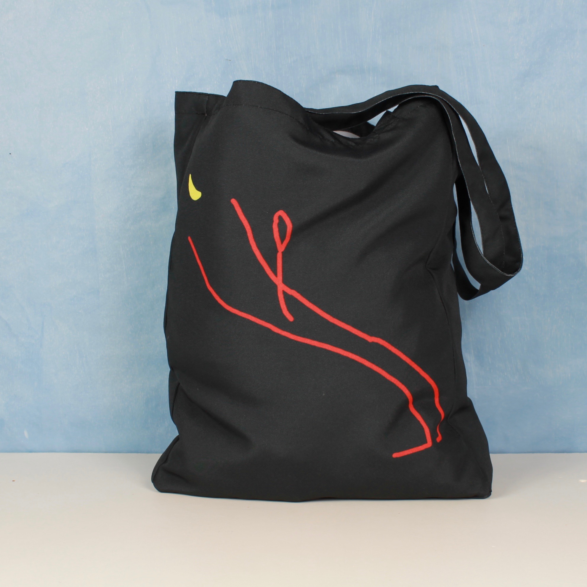 черная эко сумка шоппер с луной фишкард fishcard balck tote bag with the moon