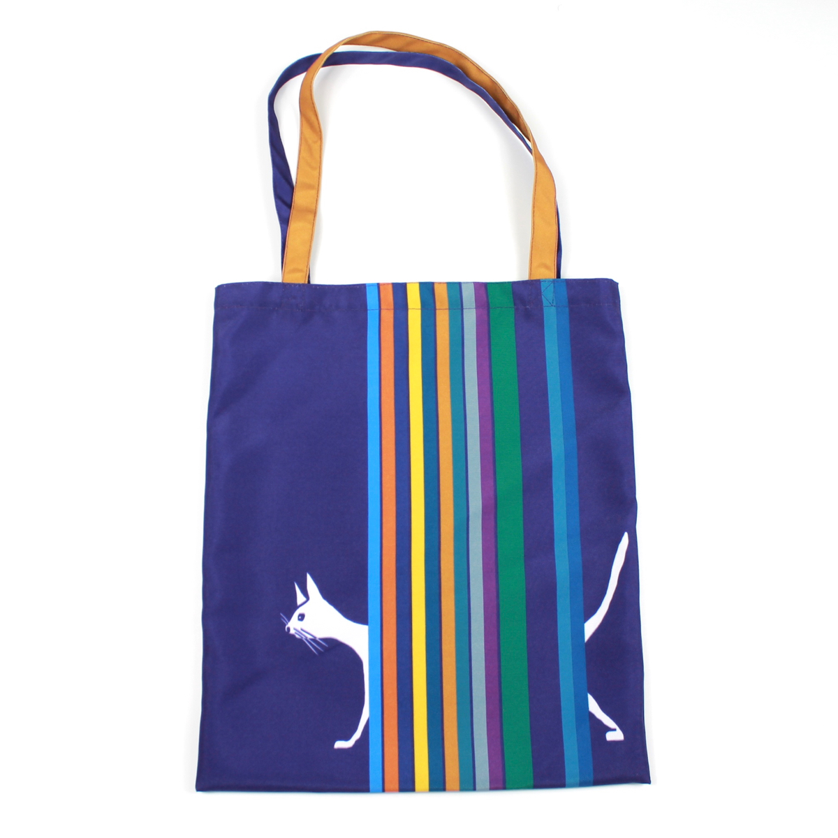 фиолетовая полосатая сумка с котами фишкард fishcard tote bag with stripes and cats