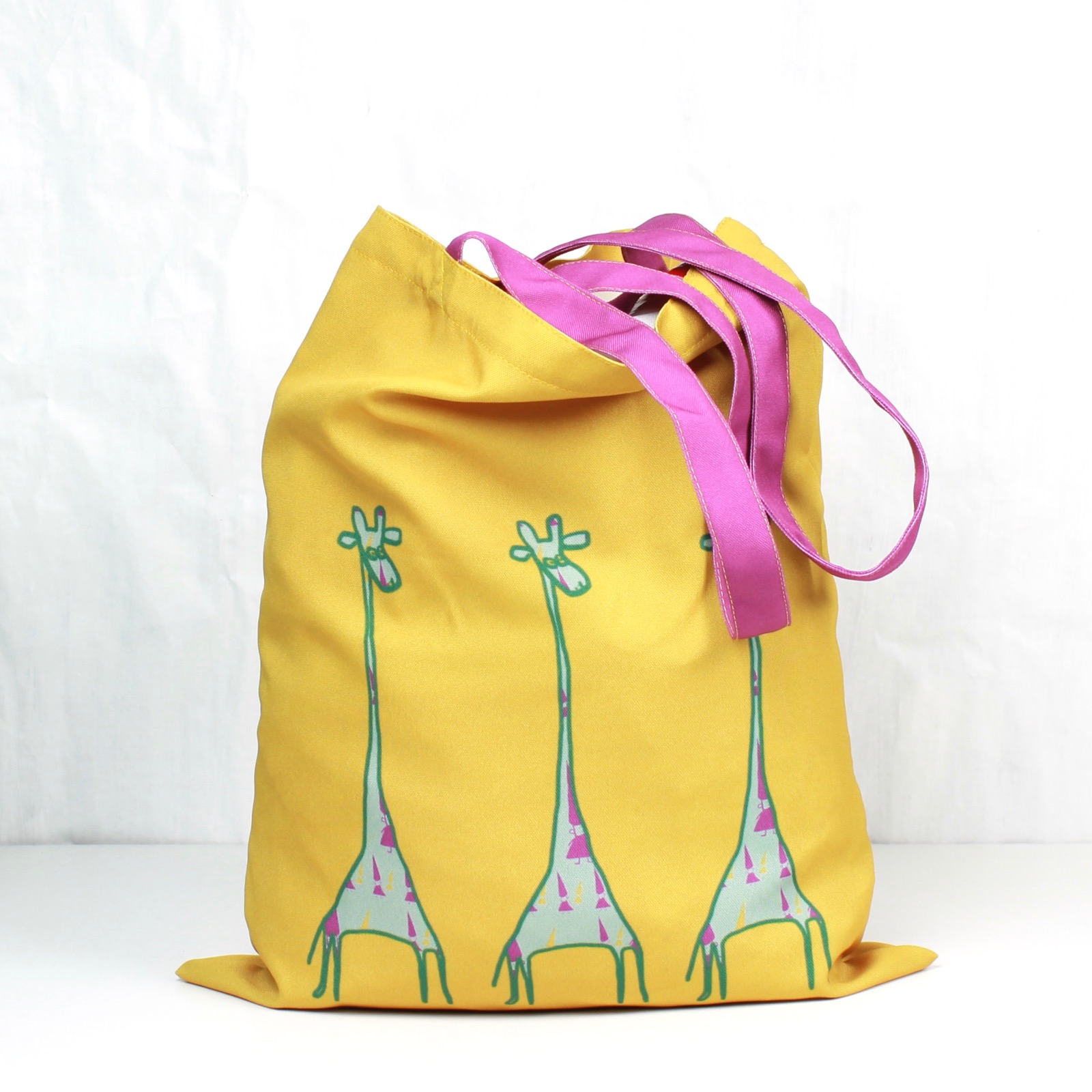 желтая эко сумка шоппер с динозаврами жирафами фишкард fishcard yellow tote bag with giraffes