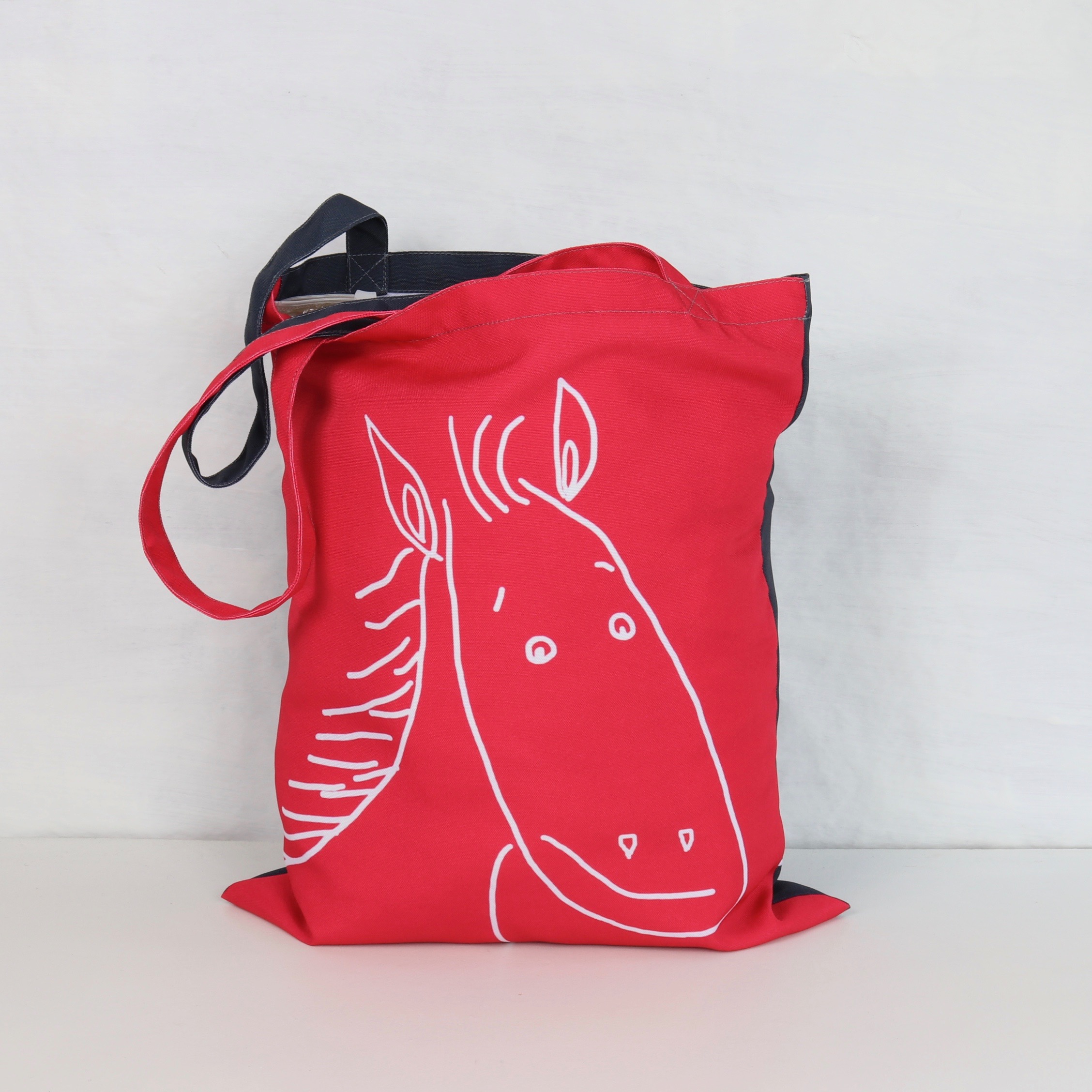 двусторонняя красная и черная эко сумка для покупок с лошадью фишкард fishcard red and black eco tote bag with horse
