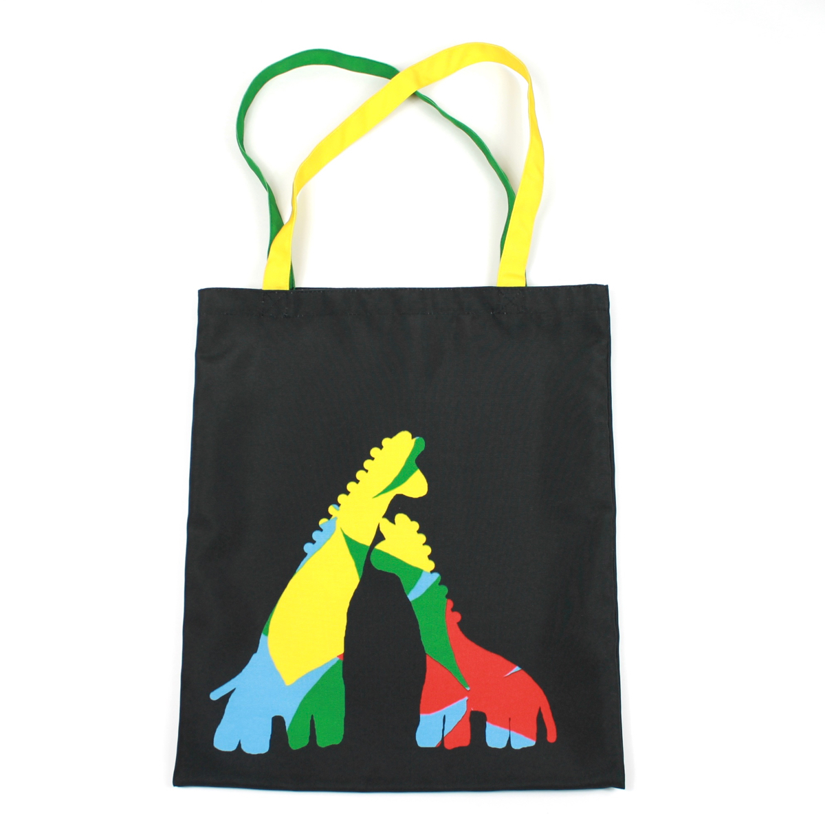 черная эко сумка шоппер с динозаврами жирафами фишкард fishcard black shopping bag with giraffe dino dinosaurs